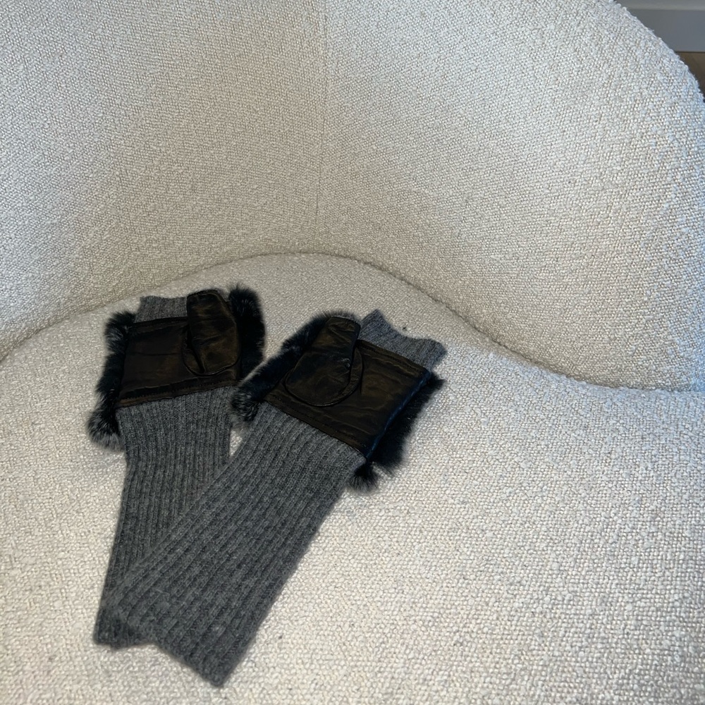 Carolina Amato Leather Fur Gloves